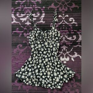 Junior’s Black and Sunflower Skater Dress
